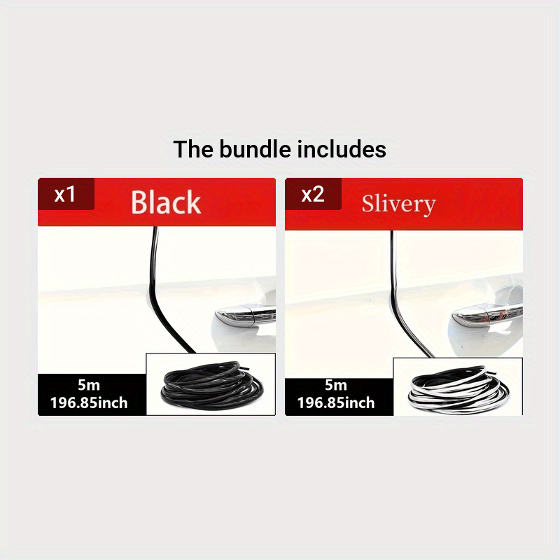 5m Car Door Chrome Decoration Strip with Rolled Design Scratch Protection Rear Bumper Guard