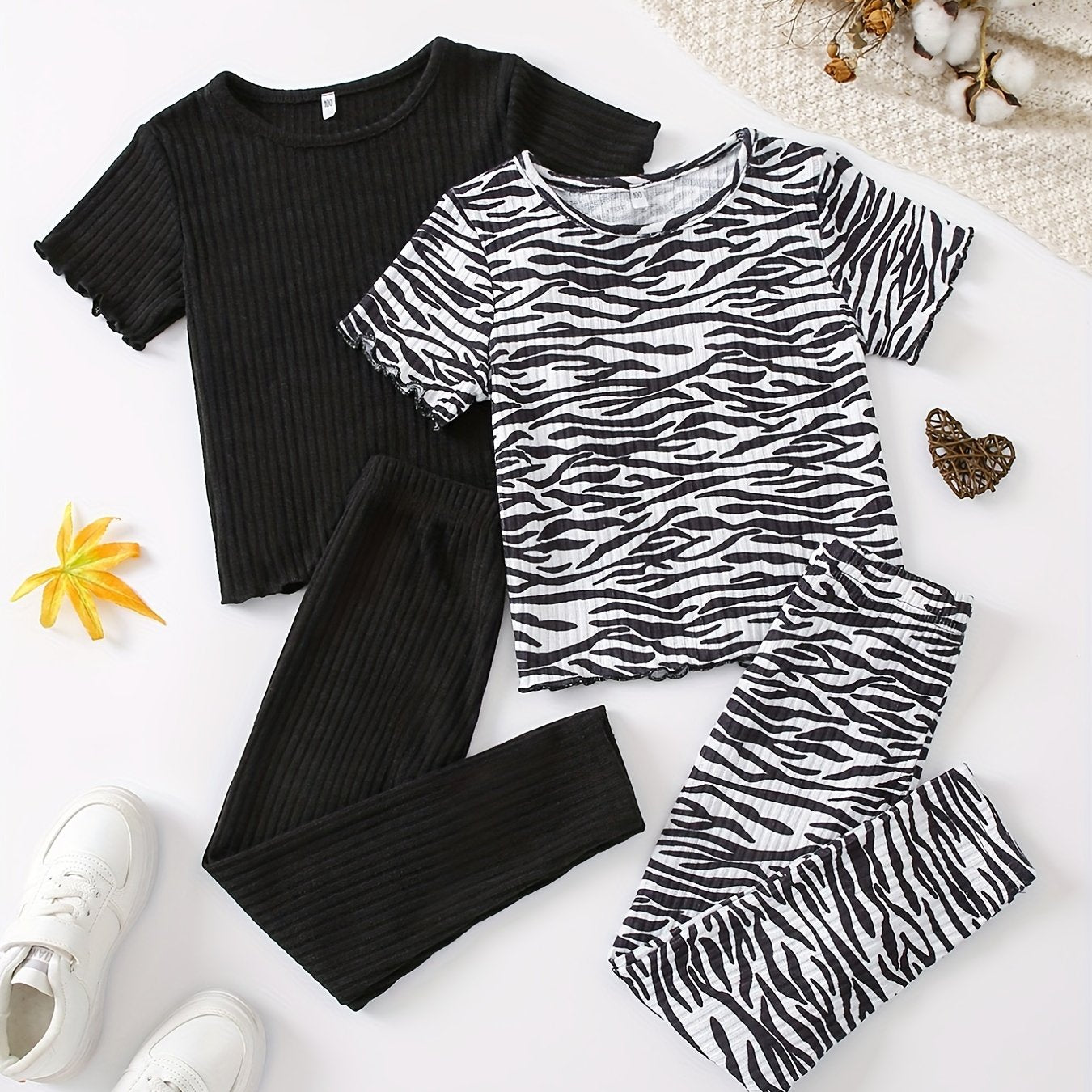 Летний комплект длинных штанов для девочек с отделкой из салатового трикотажа однотонного цвета для активного отдыха