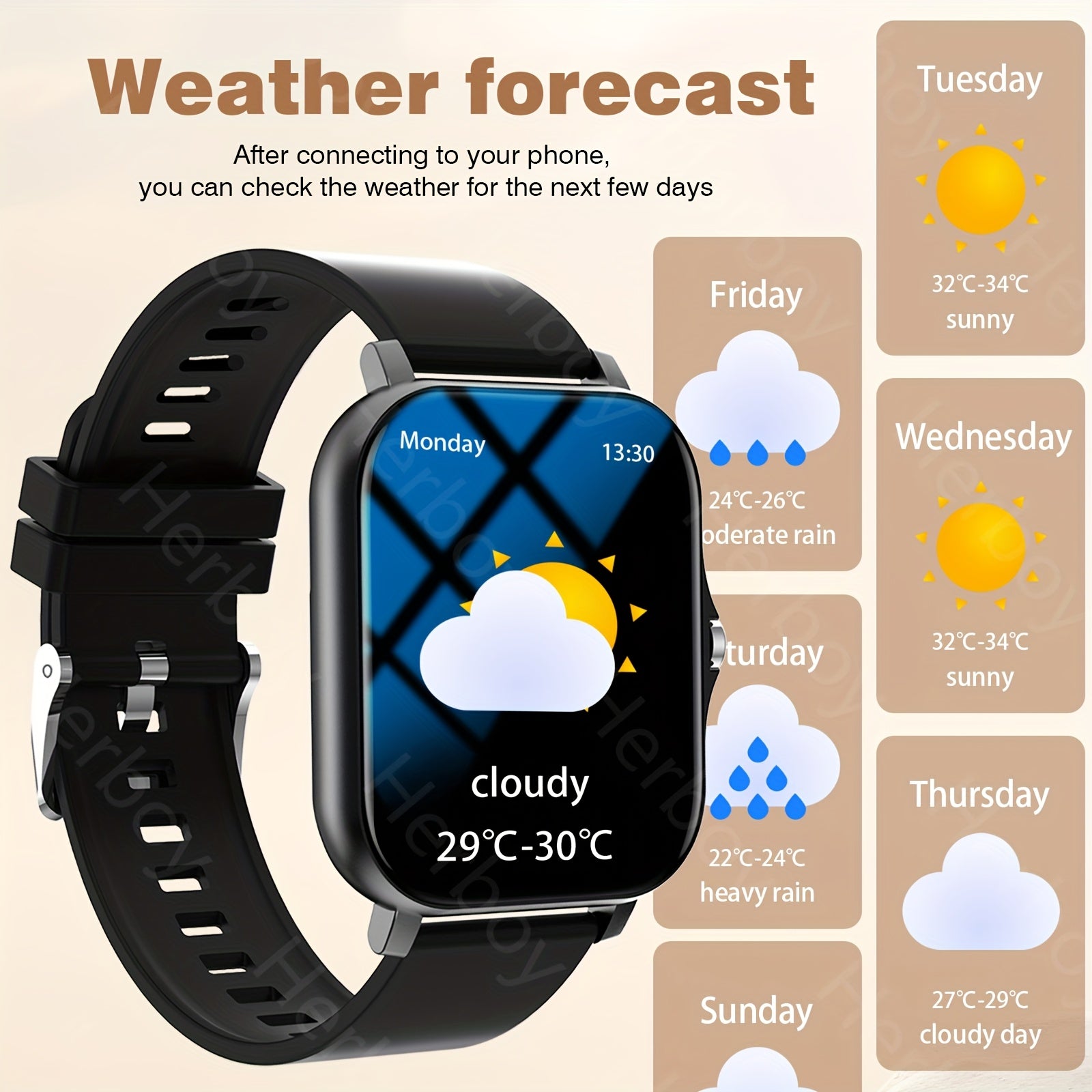 2025 Smart Watch with Wireless Calls SMS Notifications Fitness Tracker Pink Silicone Band Compatible with iPhone Android