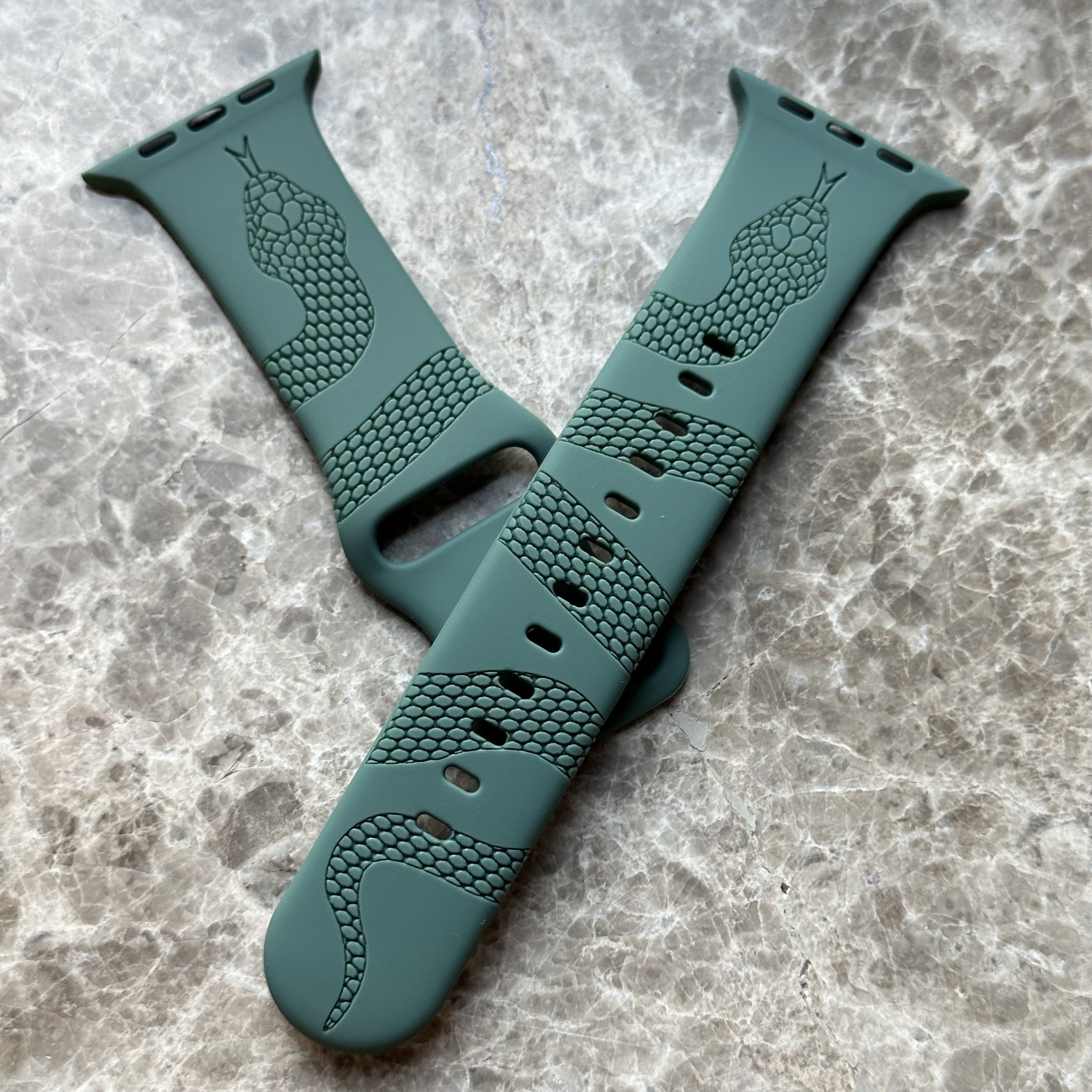 Engraved Snake Silicone Watch Band for Apple Watch All Series Durable Comfortable Strap