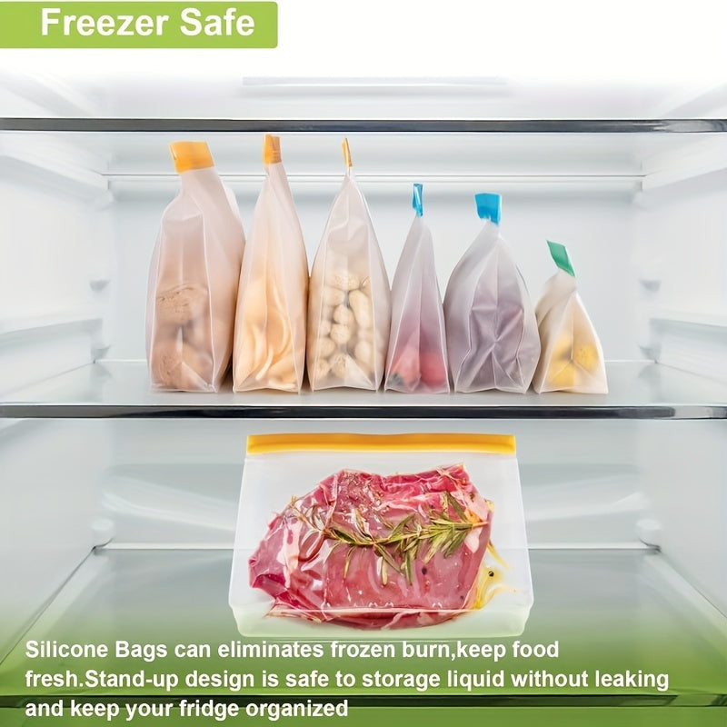 Reusable Food Storage Bags Set, Leak-Proof, BPA-Free, Freezer Safe