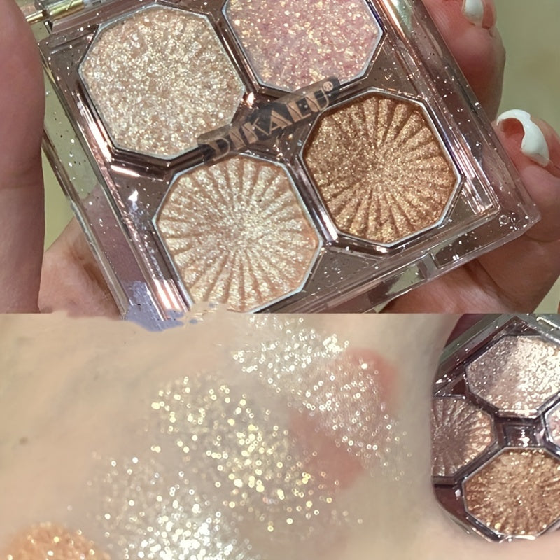 Женская палетка теней для век с блестками, 4 цвета, серо-коричневый с шиммером, роскошная