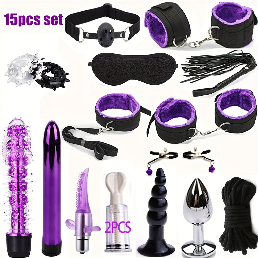 Unisex Silicone BDSM Bondage Set with Anal Plug Handcuffs and Ankle Cuffs