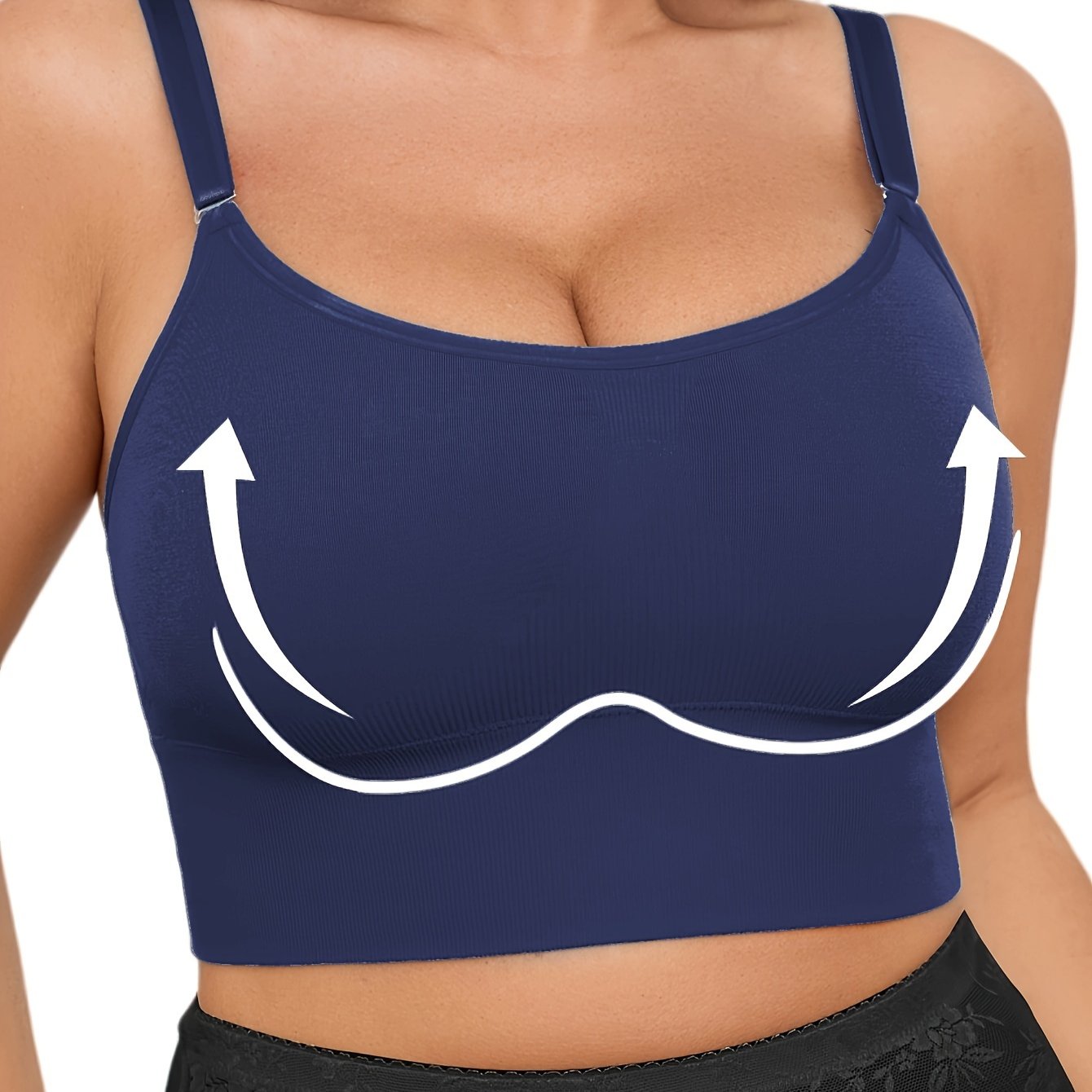 Women's Plus Size Seamless Wireless Sports Bra with Adjustable Straps