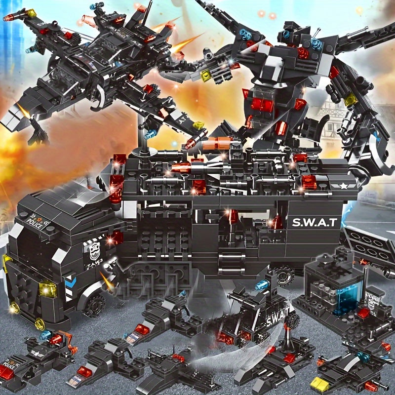 Игрушка-конструктор Робот-полицейский для детей от 6 лет, черный, образовательная игрушка