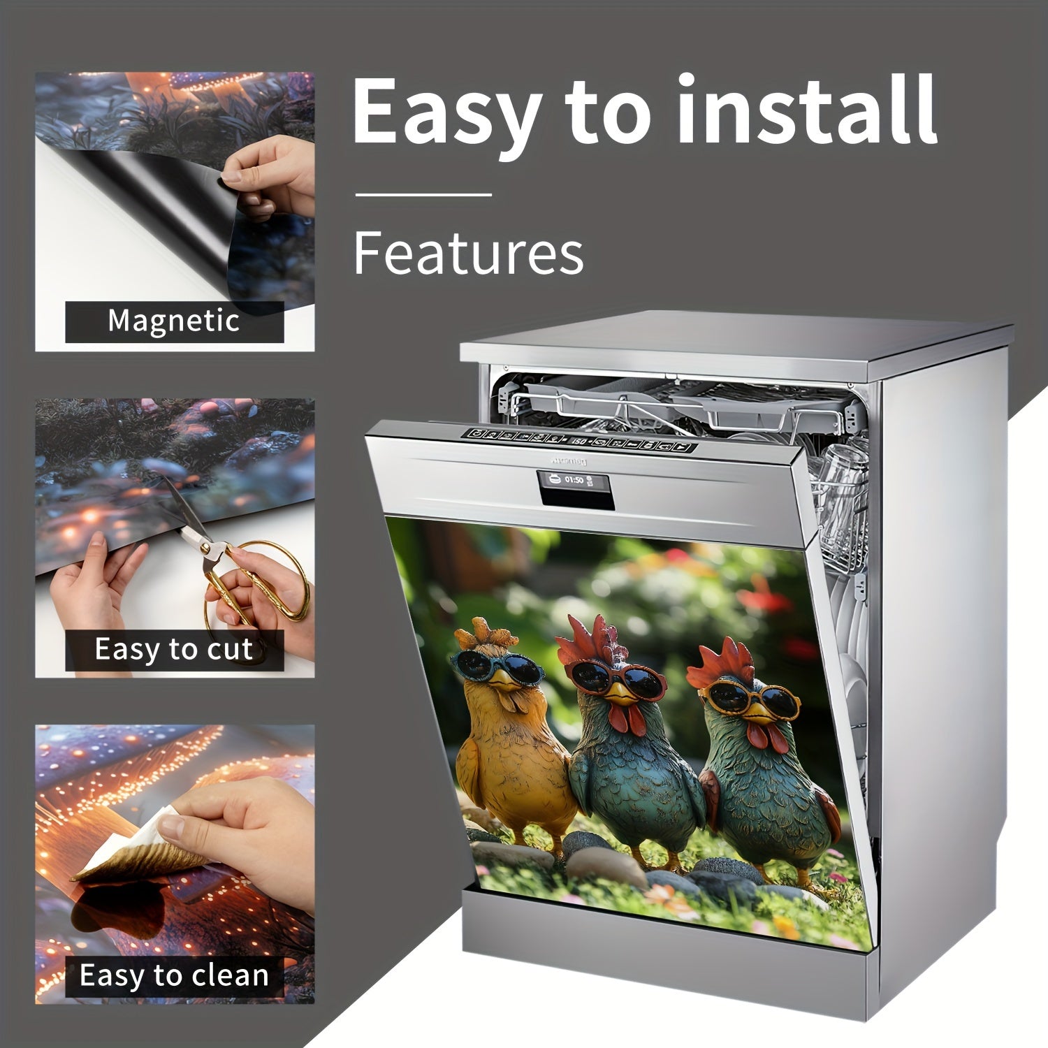 Qumli magnitli idish-tovoq qopqog'i, fermaxona oshxona dekoratsiyasi uchun 58x66 sm