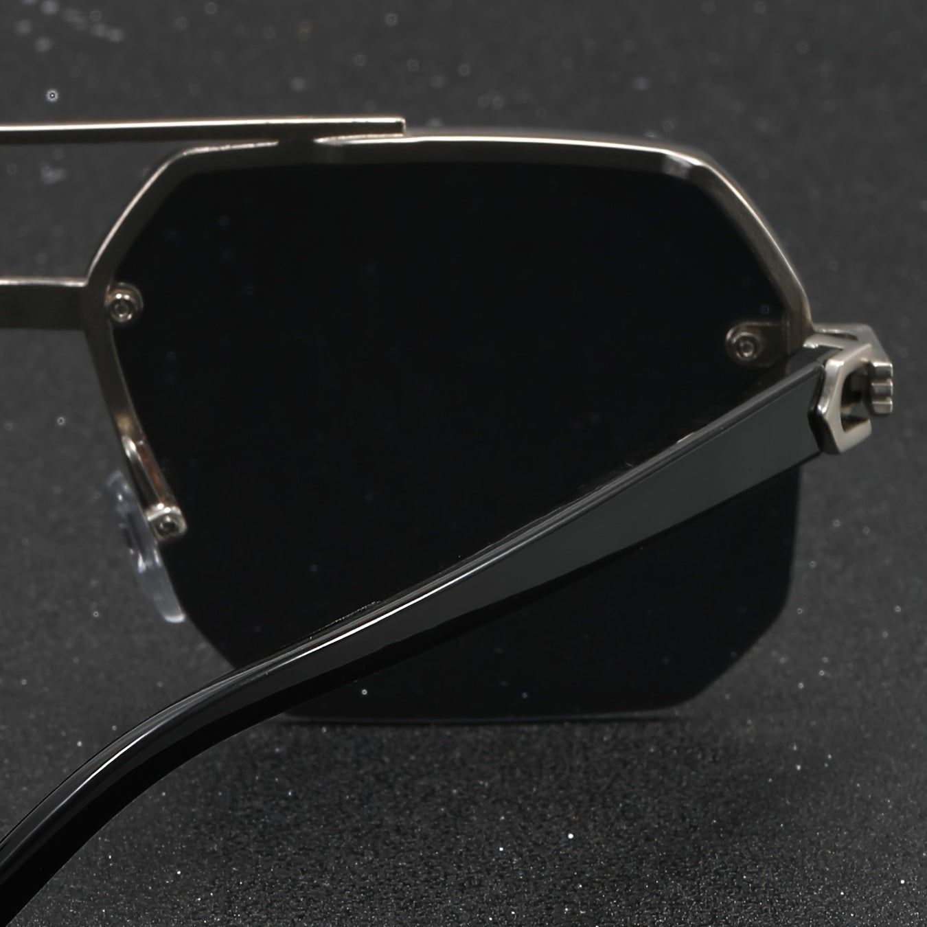 Men's Pilot Glasses Metal Frame Half-Rim Flat Top Business Casual Polycarbonate Lenses