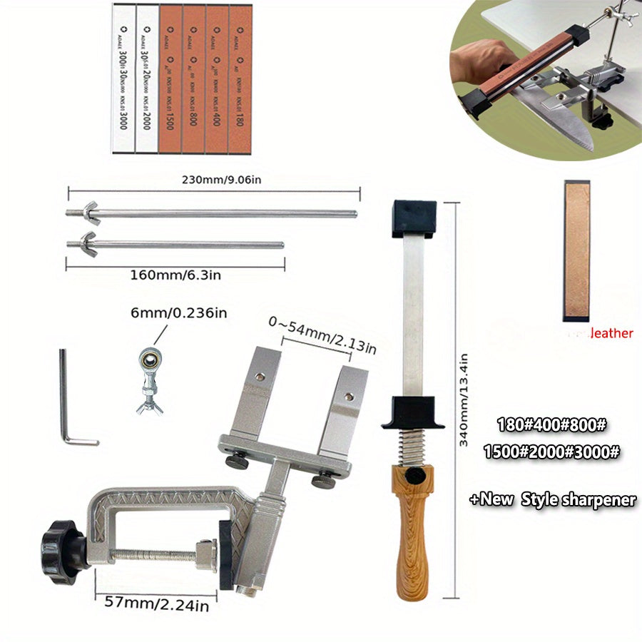 Keski qattiqlash uchun sozlanadigan burchakli ko'p bosqichli maydalash va silliqlash to'plami bilan pichoqni shimgich qilish tizimi