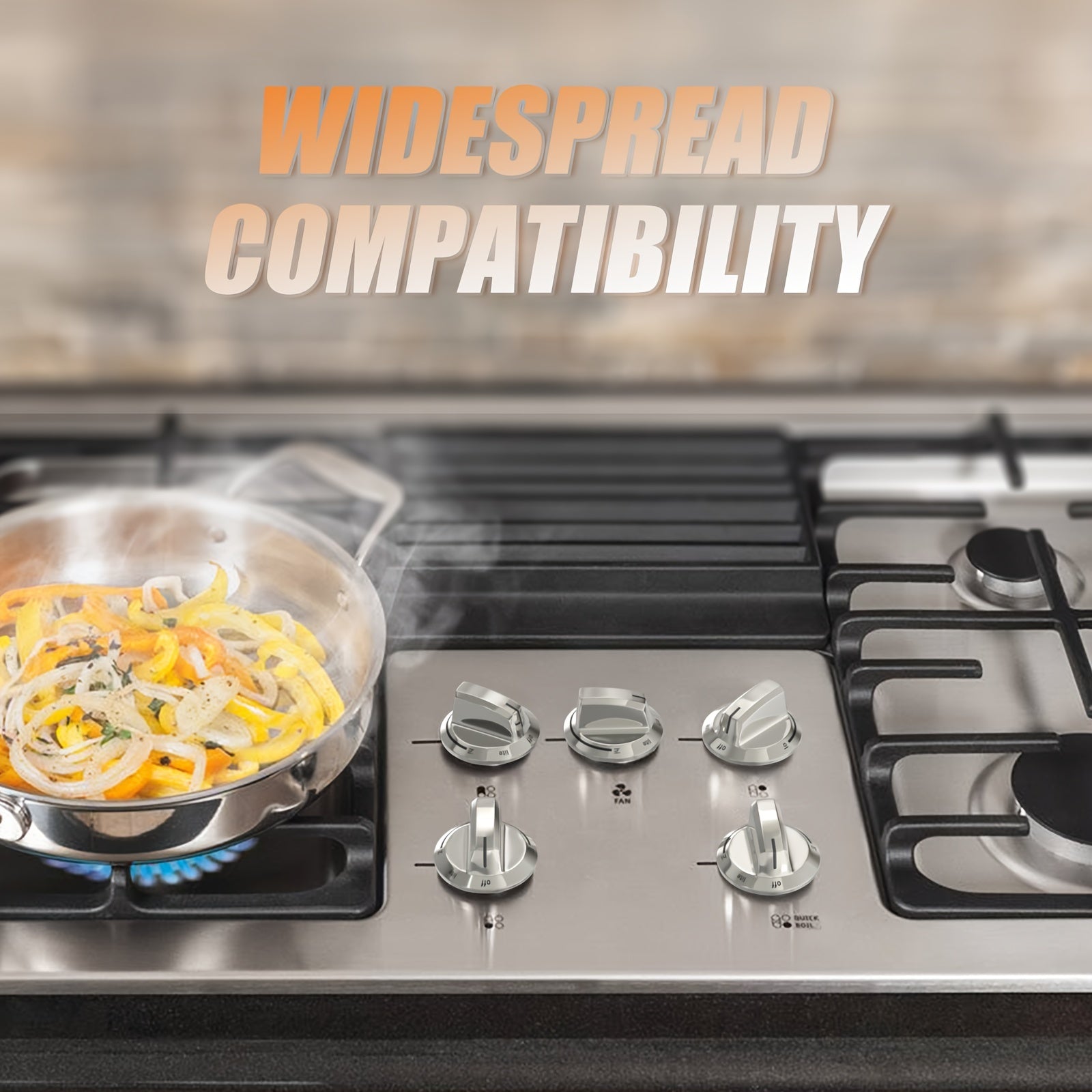 Zanglamaydigan po'latdan yasalgan pech tugmalari, gaz pechlariga mos keladi, 5 ta to'plam