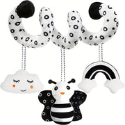 Newborn Black and White High Contrast Spiral Baby Activity Toy for Bed Crib Stroller
