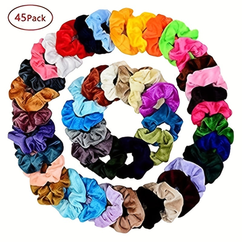 Velvet Hair Scrunchies Set of 45 Elastic Hair Ties for Women