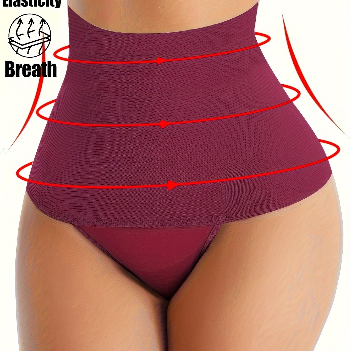 Women's High Waist Shaping Panties Tummy Control Compression Solid Color Briefs