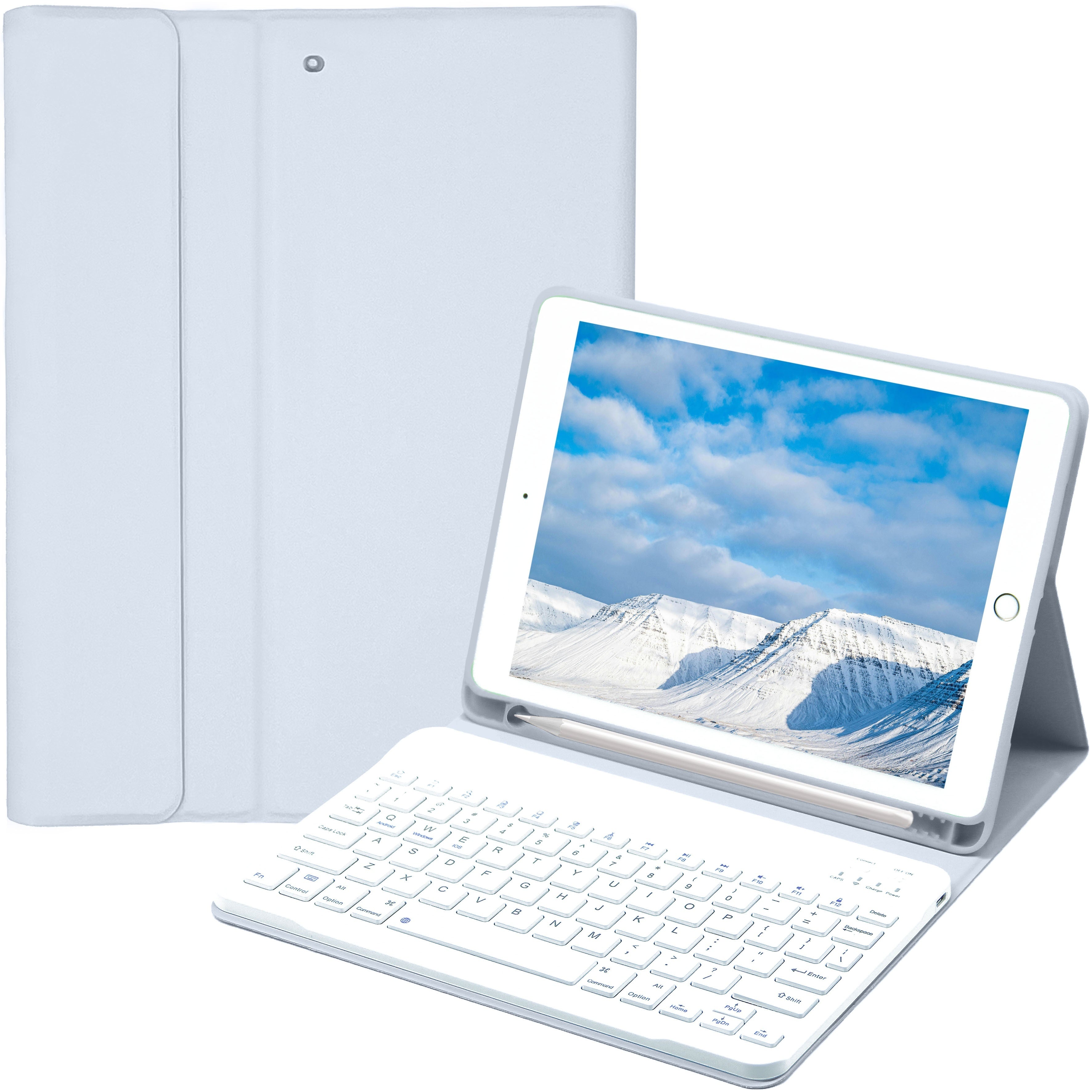 Funda con teclado para iPad Air 1-5, 5ª-10ª generación, Pro 11/12.9 pulgadas con teclado inalámbrico desmontable y soporte para lápiz