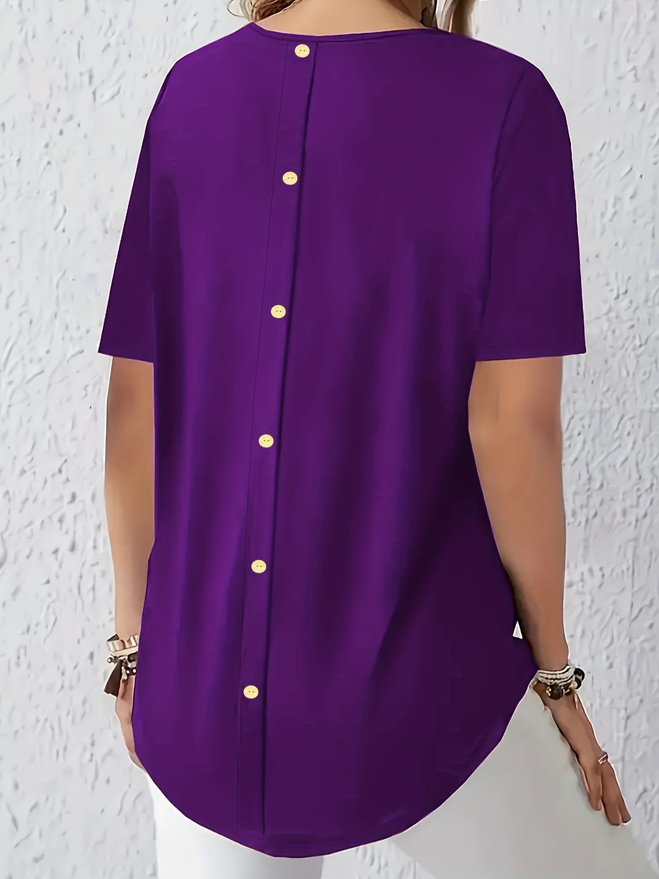 Plus o'lchamli uzun ko'ylakli ayollar uchun polyester zaytun yashil kruj bo'yinli futbolka