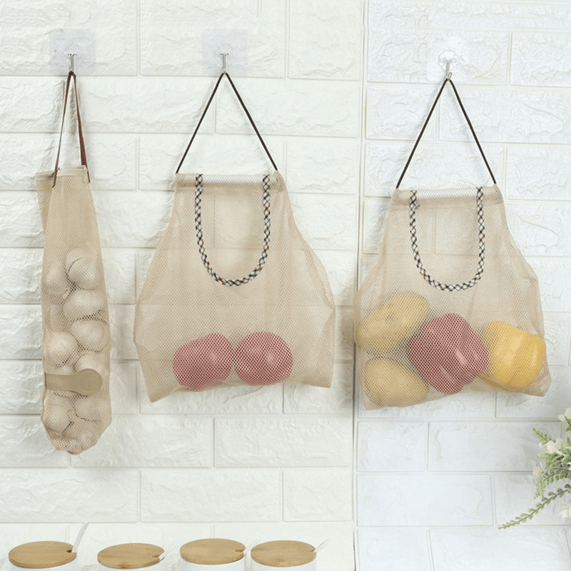 Zamonaviy osma to'rli saqlash sumkasi mevalar, sabzavotlar, piyoz, zanjabil va sarimsoq uchun - qulay, havalandırmalı oshxona tashkilotchisi, ombor saqlash yechimi