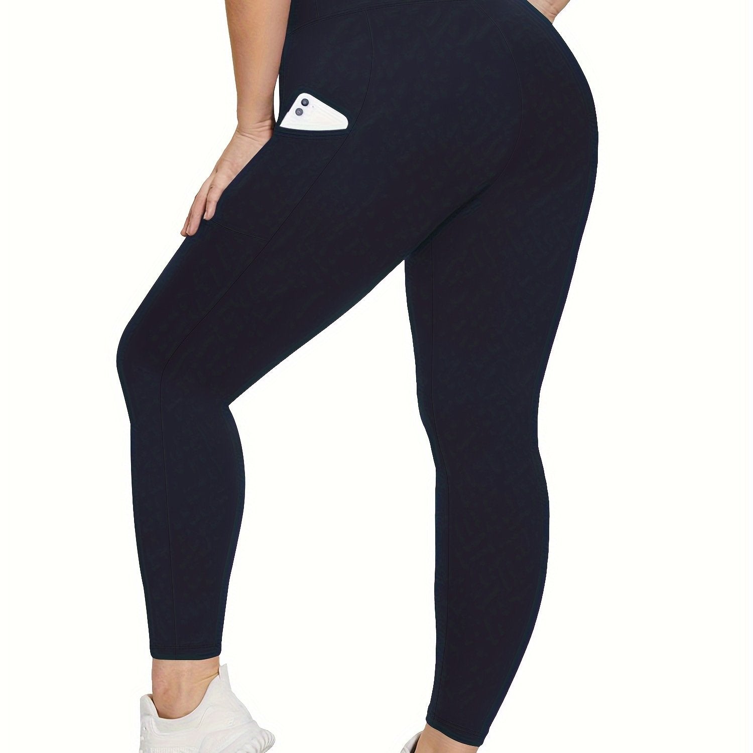 Plus Size Women's Solid Stretch Skinny Leggings High Waist Casual