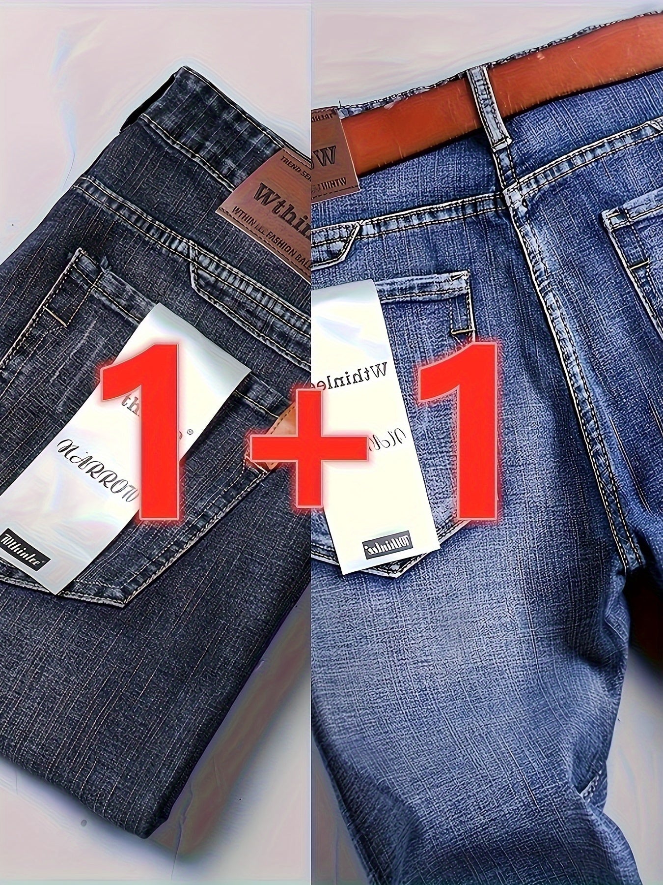 Men's Elastic Denim Jeans All-Season Business Formal Casual Regular Fit