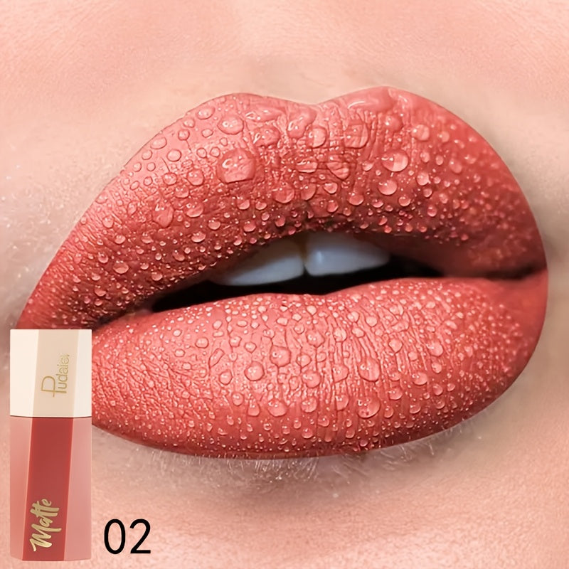 Tinte de labios mate y resistente al agua para mujer, con acabado en terciopelo y tono nude de larga duración