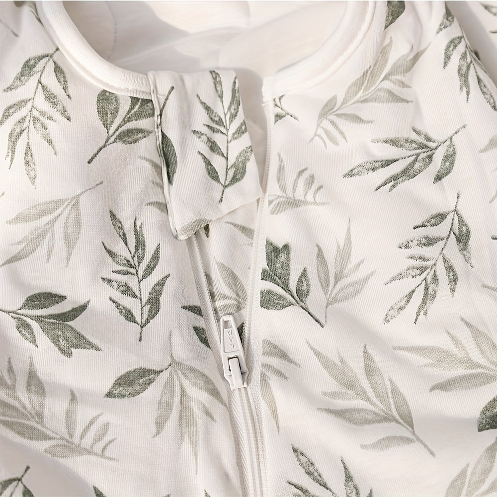 Winter Soft Sleeping Bag for Kids with Leaf and Animal Print Sleeveless Design