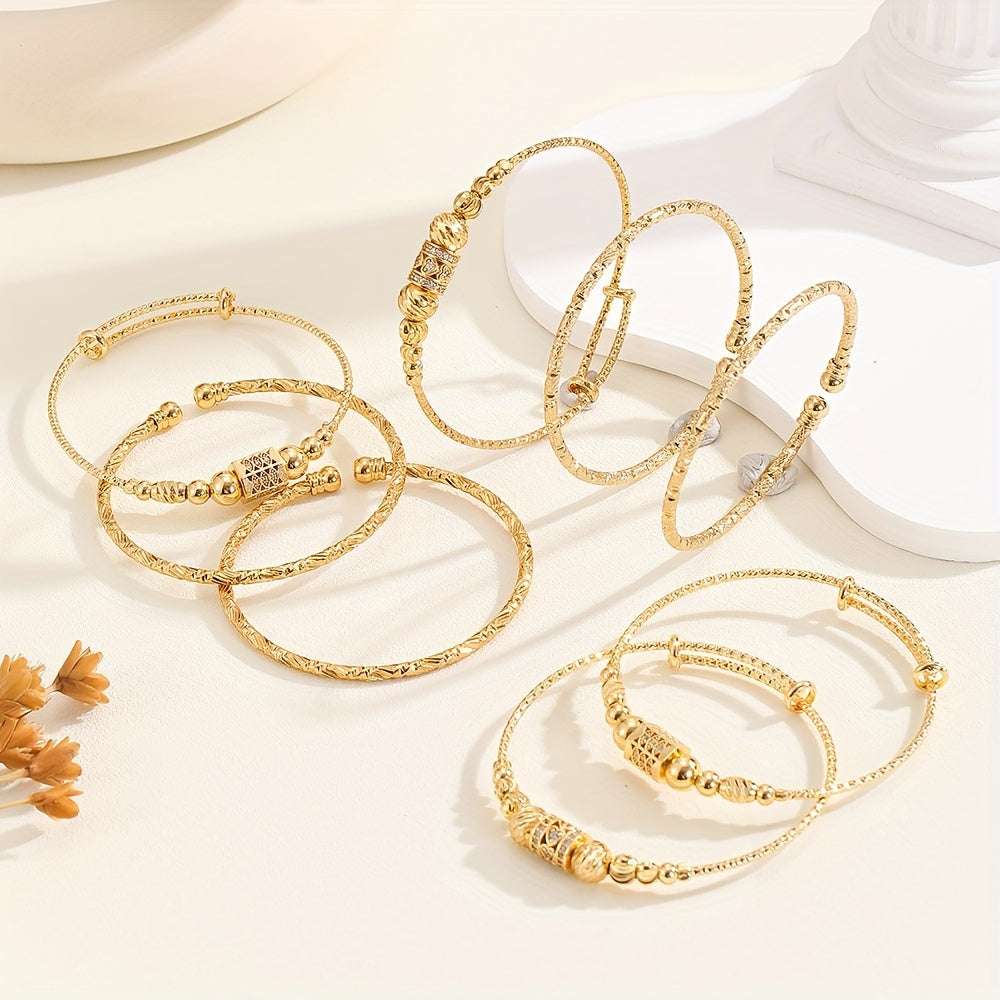 Set of 8 Sparkling Cubic Zirconia Copper Alloy Bangle Bracelets for Weddings Parties Vacations