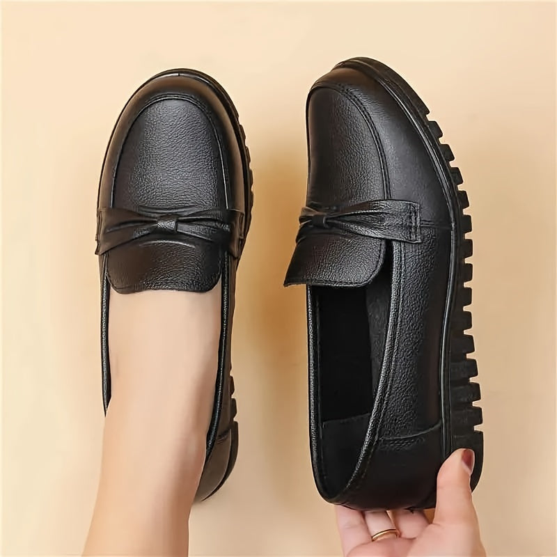 Ladies' Casual Loafers, Soft Comfortable Round Toe, Solid Color Low-Top