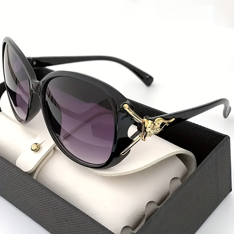 Women's Oval Gradient Lens Glasses with Fox Head Design Polycarbonate Frame for Hiking Sports