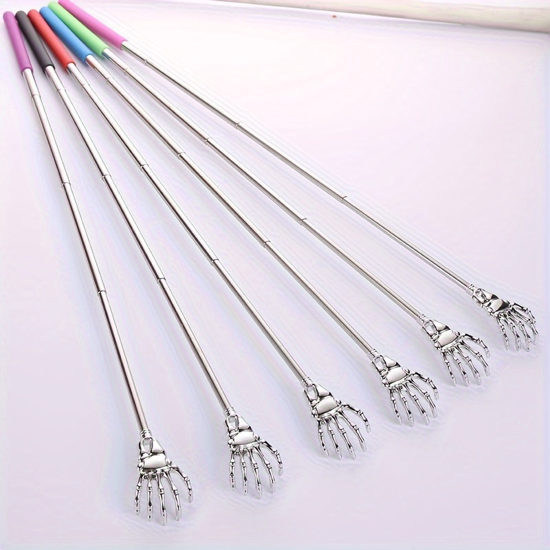 Stainless Steel Telescopic Back Scratcher for Adults and Elderly with Skeleton Hand Design