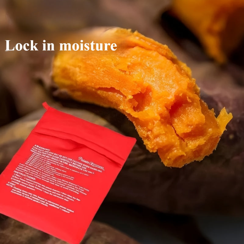 Microwave Potato Cooker Bag 1pc for fast easy baking of potatoes red polyester