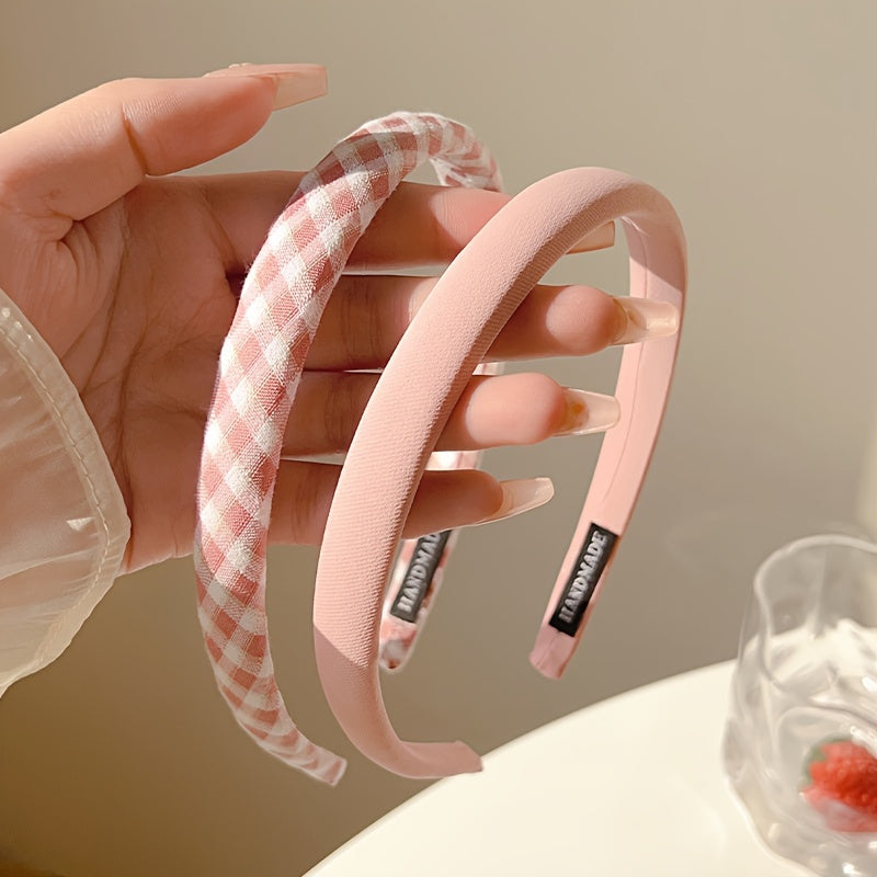 Girls French-Inspired Plaid Headbands Set of Two Fabric Preppy Hair Accessories