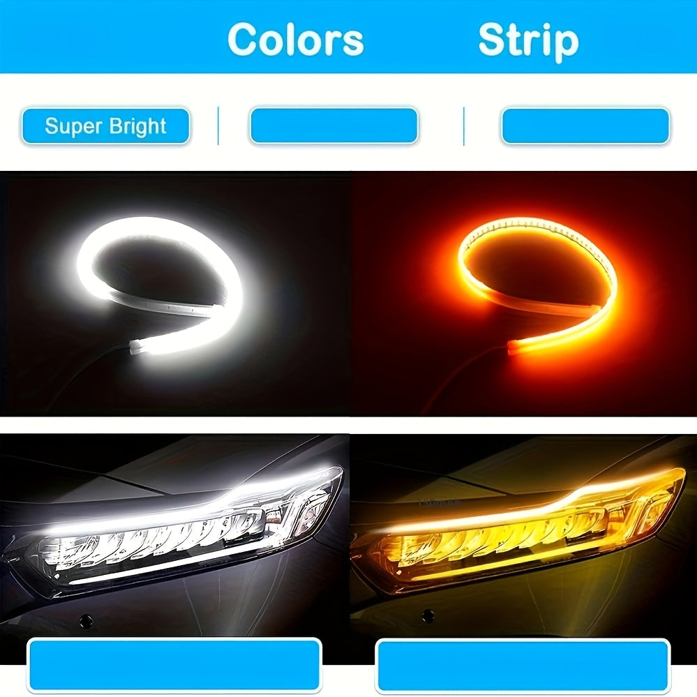 2 шт. 12V светодиодные ленты гибкие белые желтые автоиндикаторы для окружающего декора