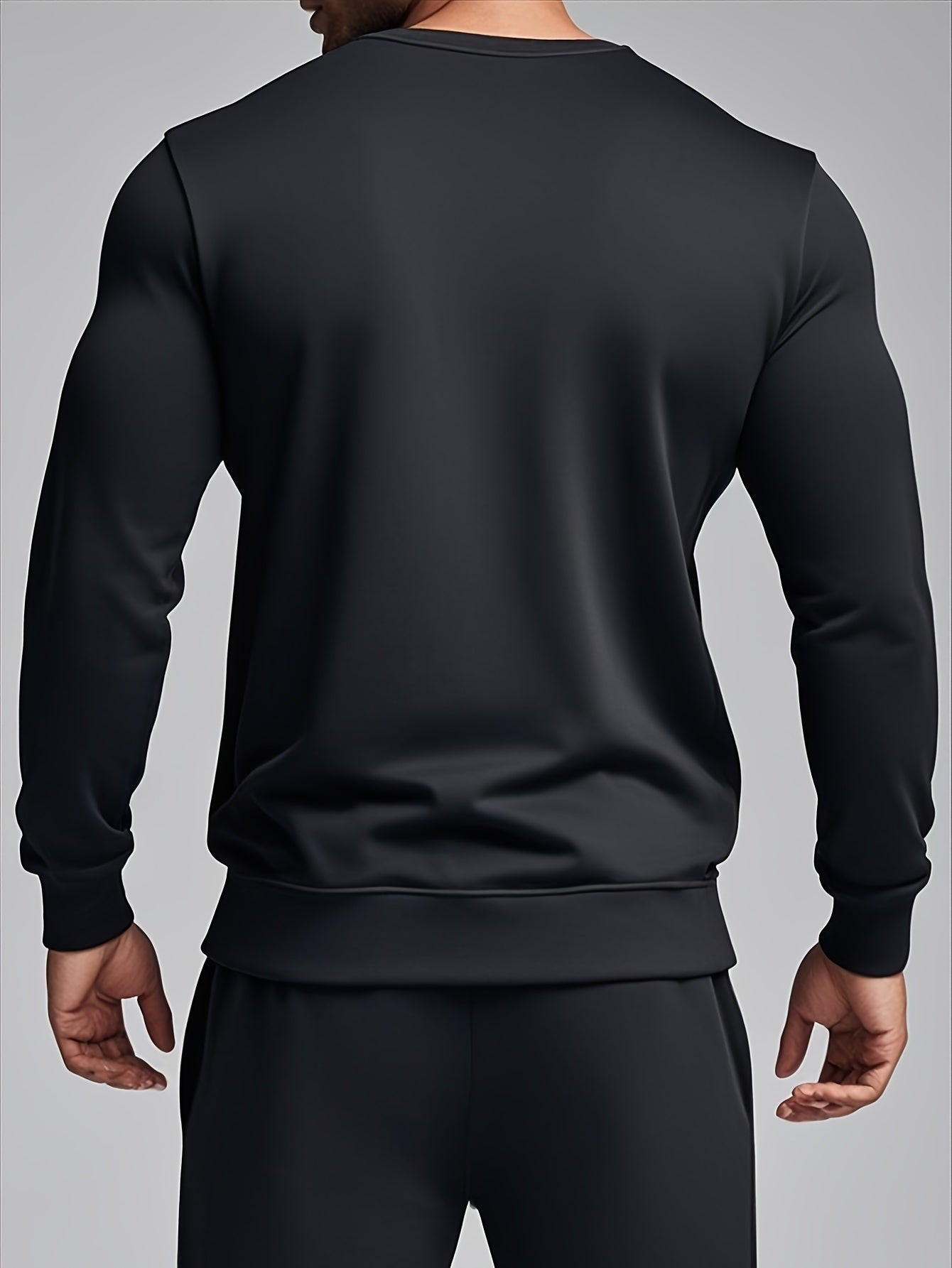 Men's Casual Knitwear Set Long Sleeve Crew Neck Top and Pants Solid Color Fall Winter Machine Washable