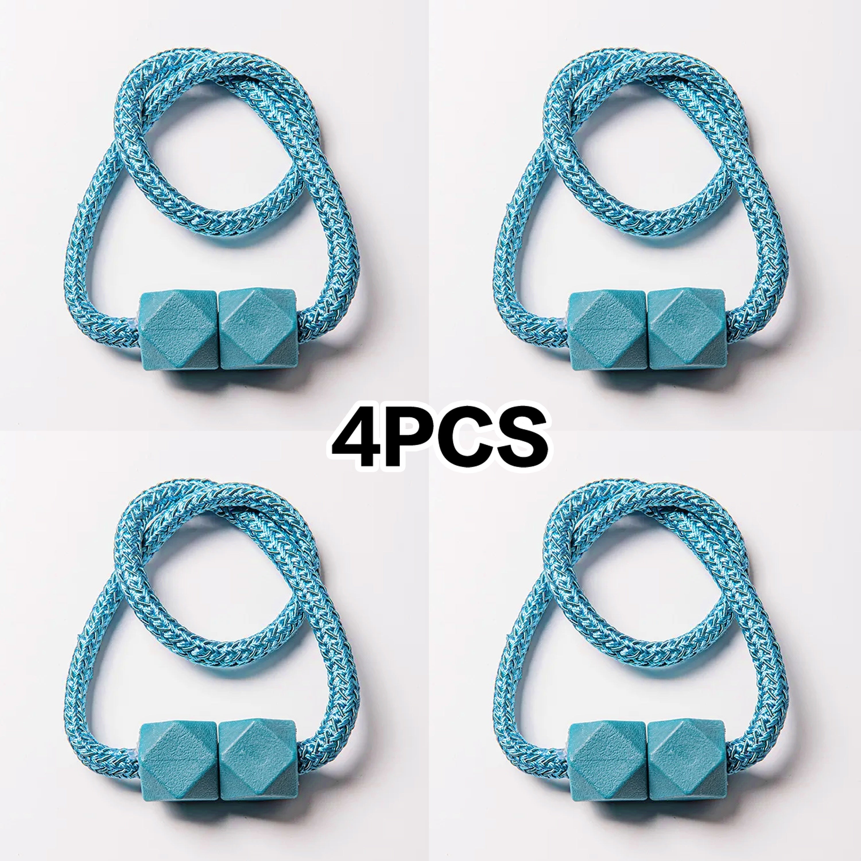 Cube Magnetic Curtain Tiebacks Set 4 Pieces Thick Rope Holdbacks for Bedroom Living Room