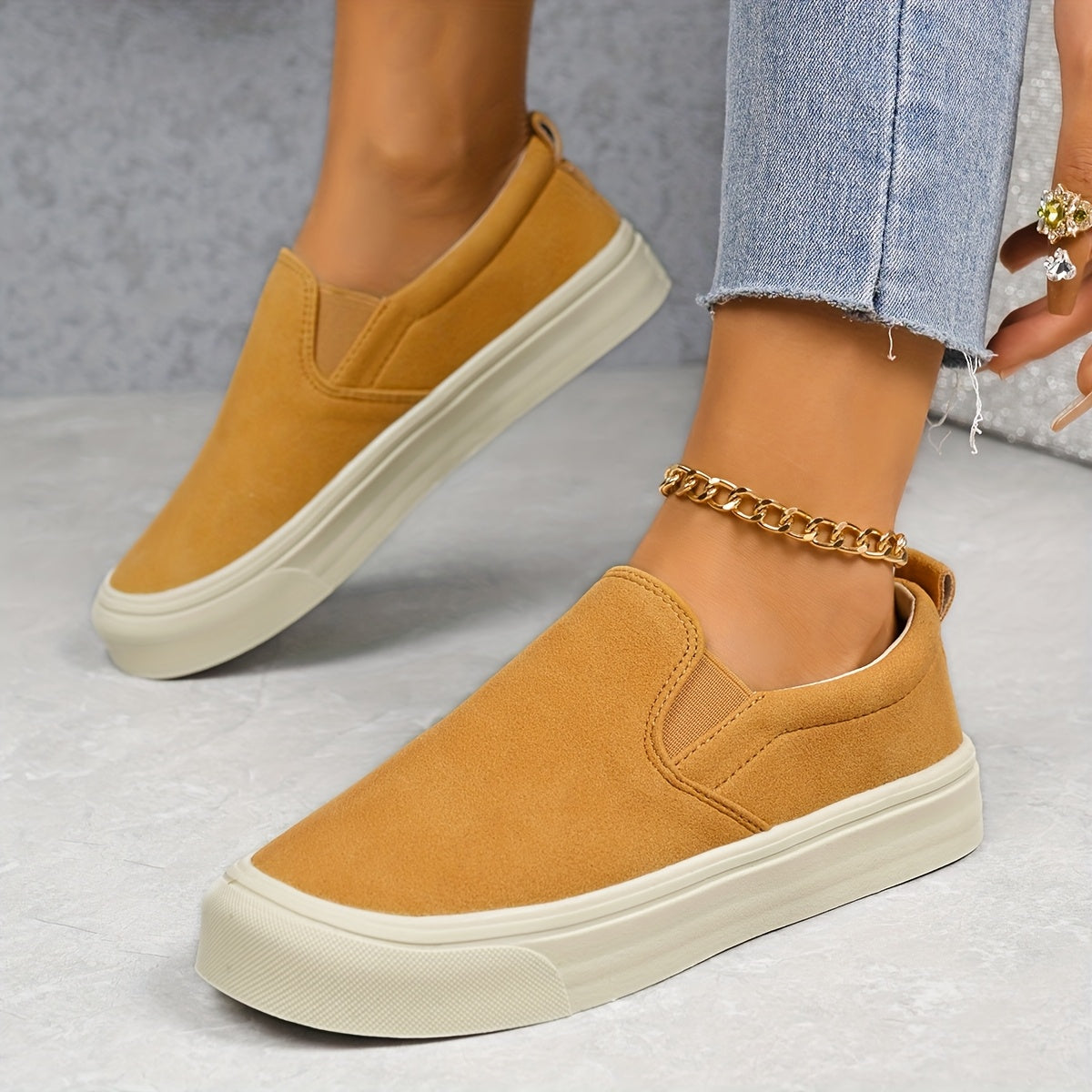 Women's Slip-On Loafers Breathable Flannel Upper Casual All-Season Shoes