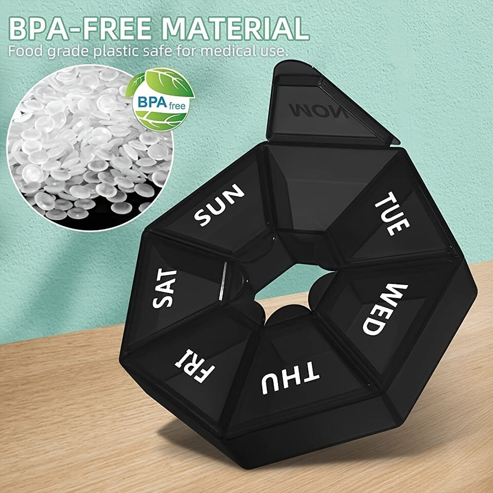 Portable 7-Day Plastic Pill Organizer with Weekly Labels for Travel