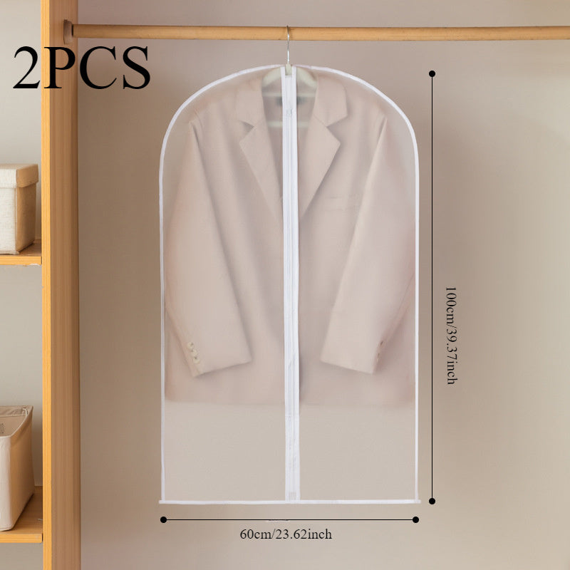 Juego de 2 bolsas de ropa transparentes con protectores de cremallera para almacenamiento de ropa y organización del armario