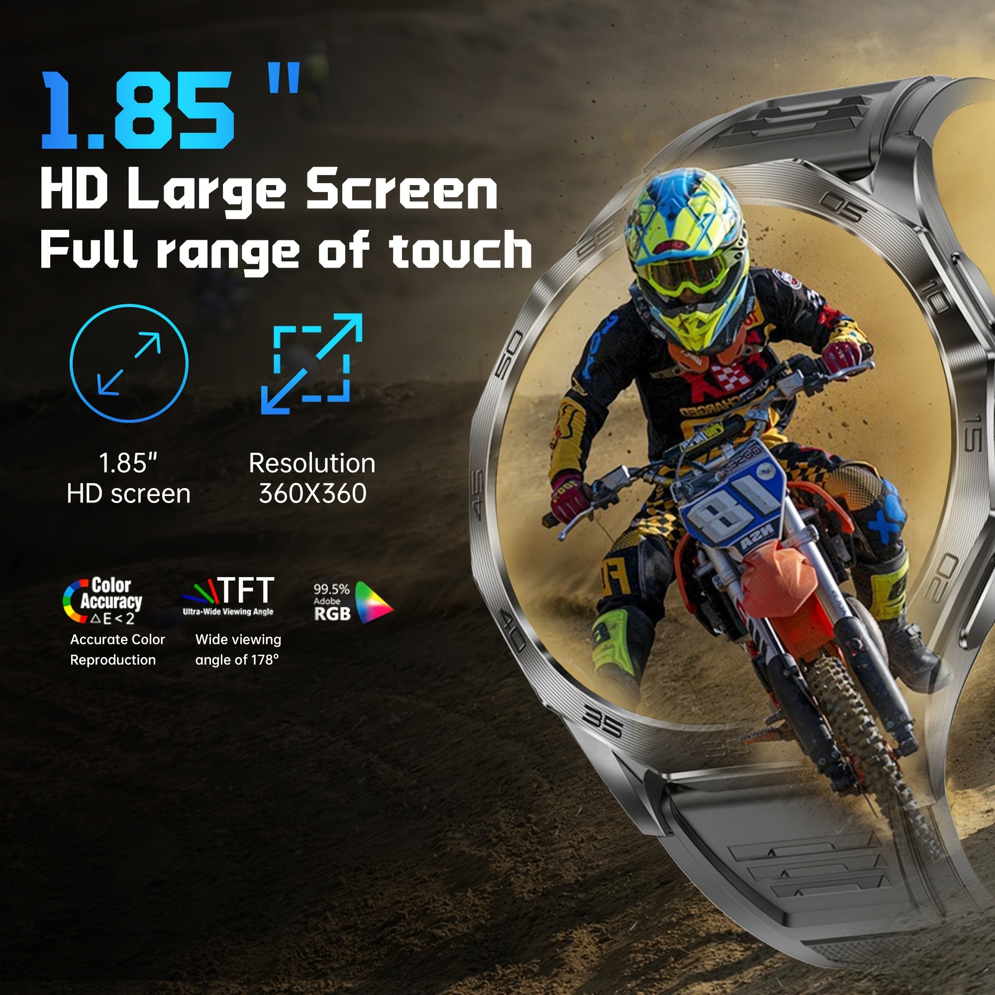 Zinc Alloy Smart Watch 4.7cm Screen 100+ Sports Modes AI Voice Control Wireless Rechargeable Battery