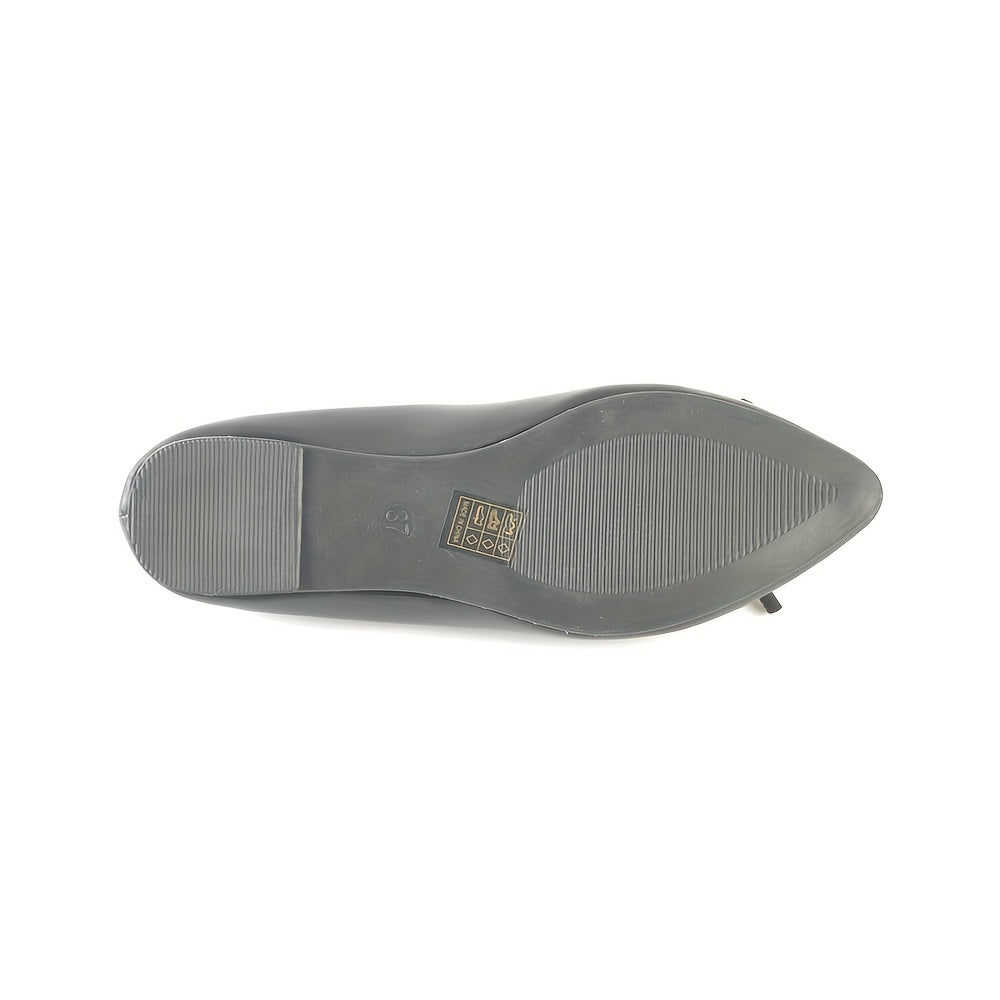 Women's Pointed Toe Slip-On Flats with Bow Casual Work Shoes Black White