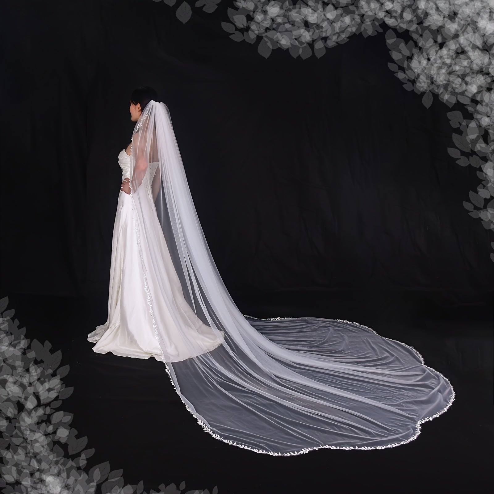 Элегантное свадебное вуаль с кружевной каймой из полиэстера, полный рост, для особых случаев