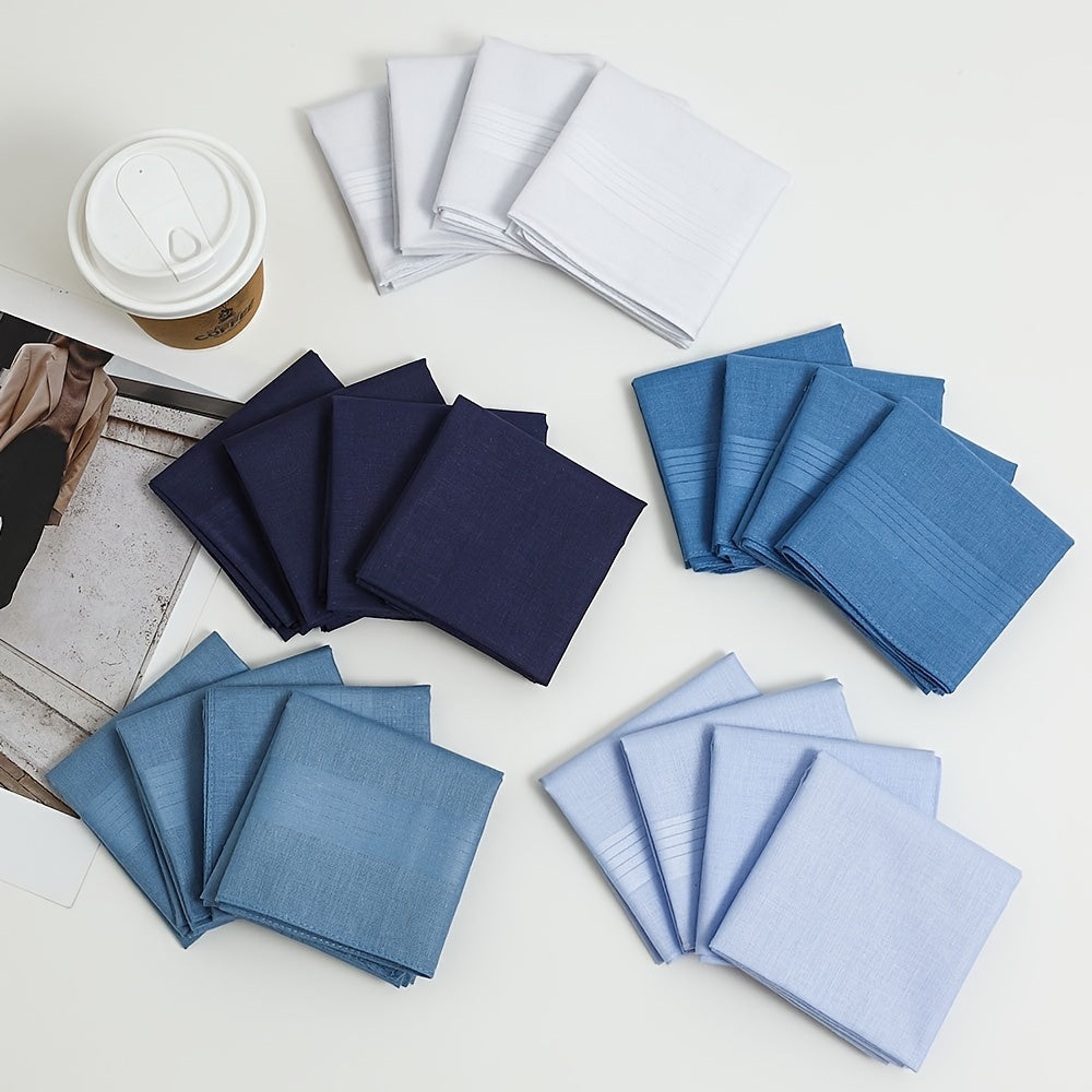 Men's Cotton Handkerchiefs 5-Pack Satin Edge Lightweight Elegant Color-Woven for Wedding Gift Outdoor Sports