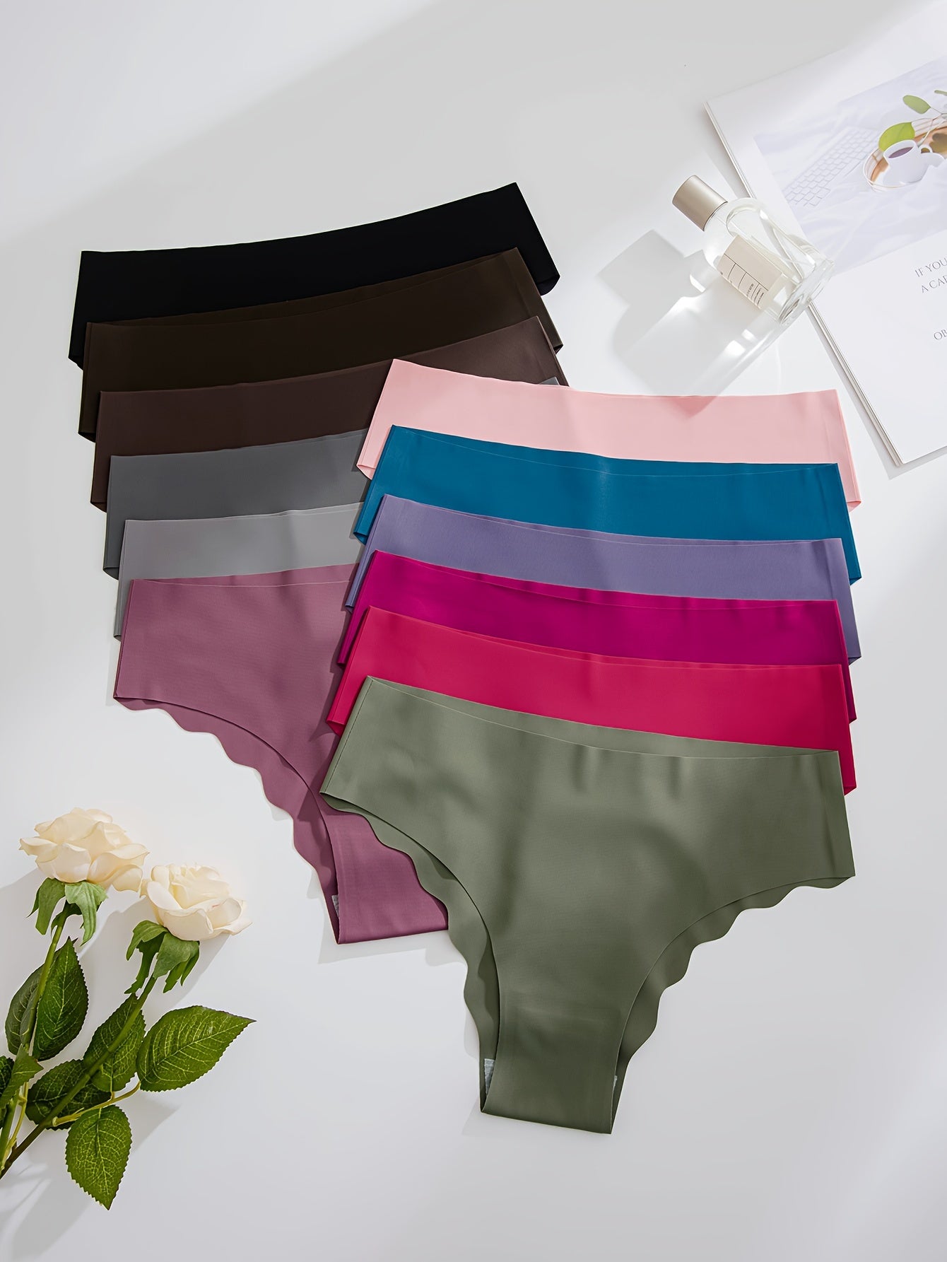Women's Seamless Hipster Briefs 12 Pack Solid Color Low Waist Panties