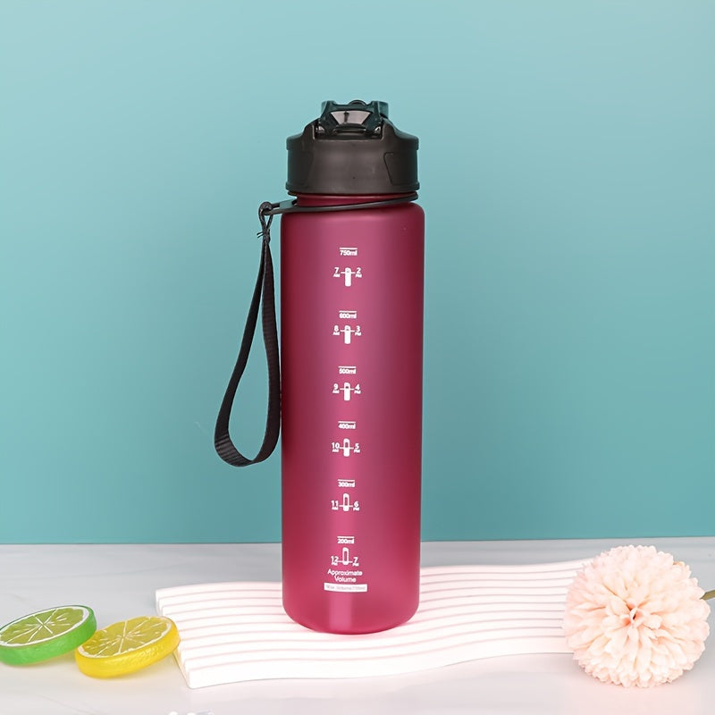Large 21oz Water Bottle with Straw Leakproof Motivational Time Markers for Gym Travel Outdoor