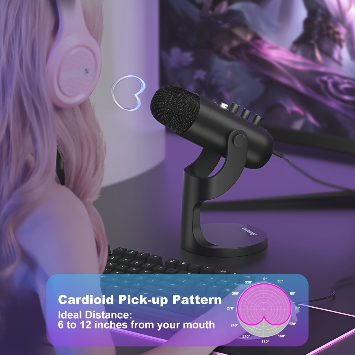 USB kondensator mikrofoni, ovoz va kuchni boshqarish bilan, podkastlar, o'yinlar va translyatsiyalar uchun aniq ovoz. PS4/5, Mac va Windows bilan mos keladi. Kabel, shamol to'sig'i, turli va