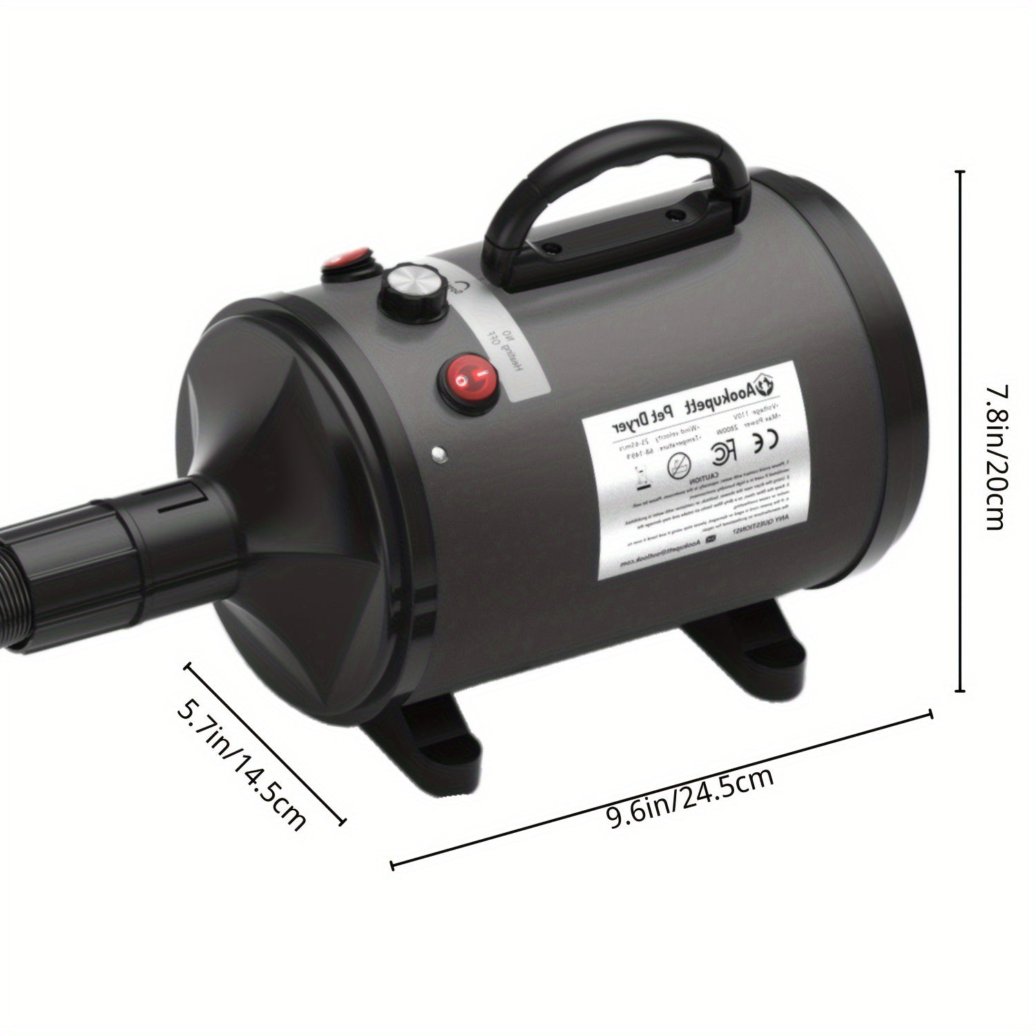 Aookupett Professional Dog Hair Dryer - O'zgaruvchan issiqlik va tezlik bilan yuqori quvvatli blowyer, aniq parvarishlash uchun 4 ta nozzle bilan birga.