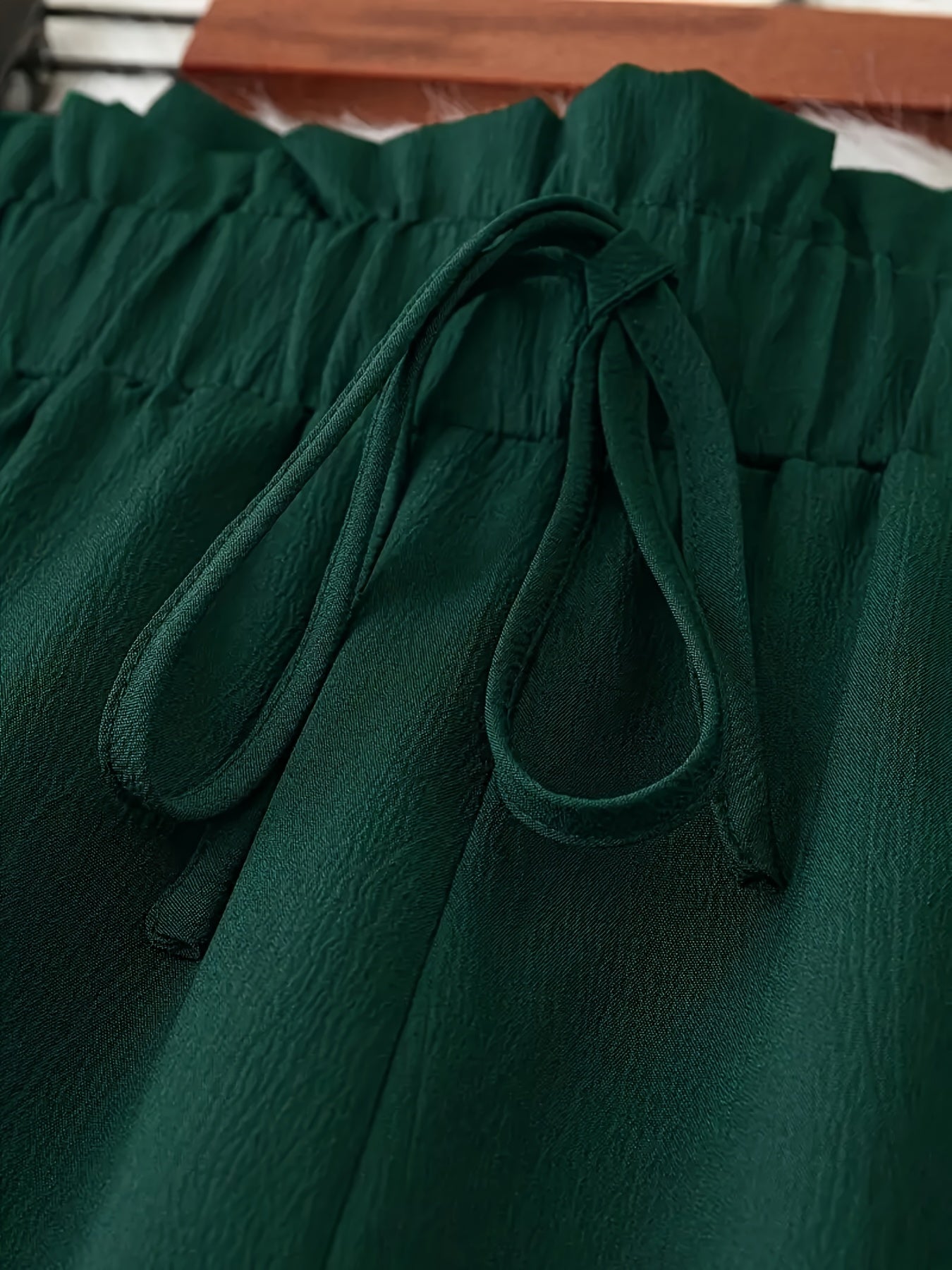 Plus Size Women's Wide-Leg Pants Non-Stretch Fabric Adjustable Waist Casual Trousers