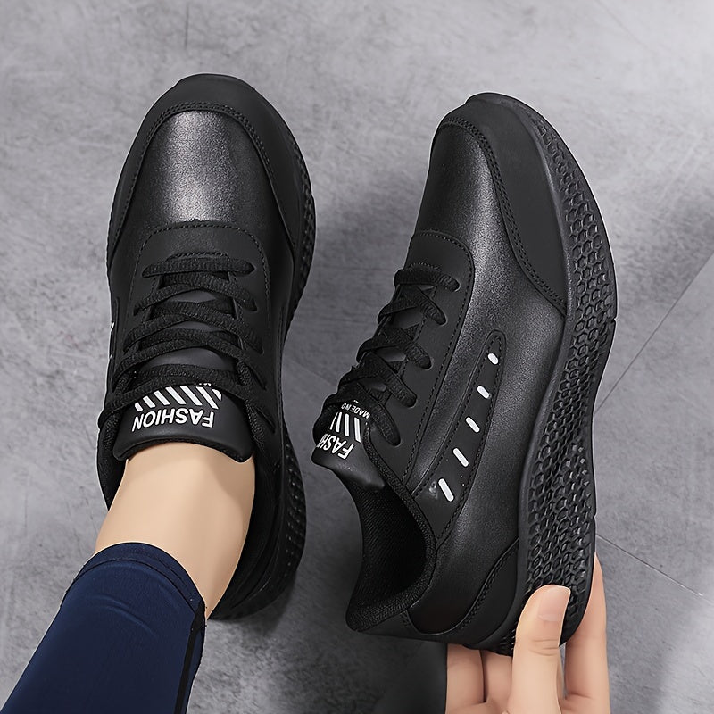 Women's Casual Lace-Up Sneakers Thick-Soled Waterproof Running Shoes