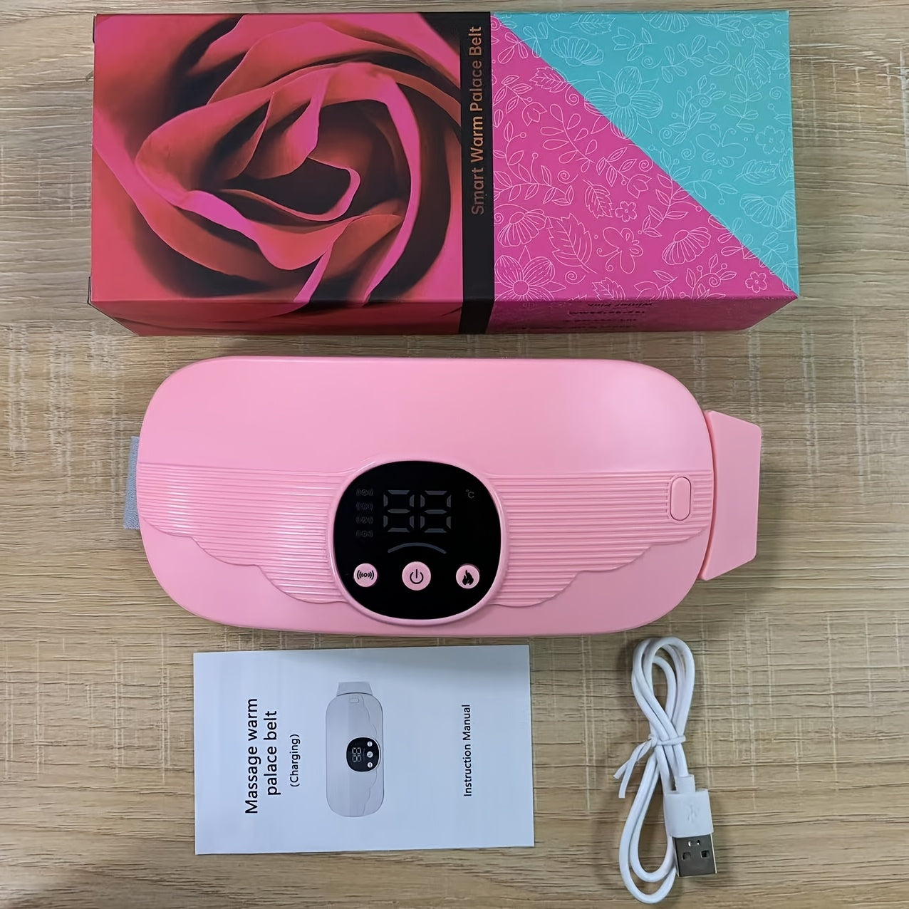 Rechargeable Waist Belt for Women and Girls with Warmth and Vibration Massage Settings