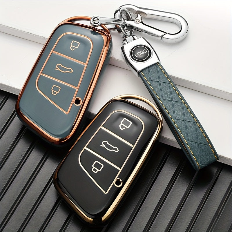 Luxury TPU Car Key Cover for Automotive Key Fob with Metallic Finish