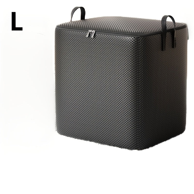 Black Extra Large Canvas Storage Box with Lid Waterproof Dustproof Moisture-Proof for Clothing Quilts Household Moving