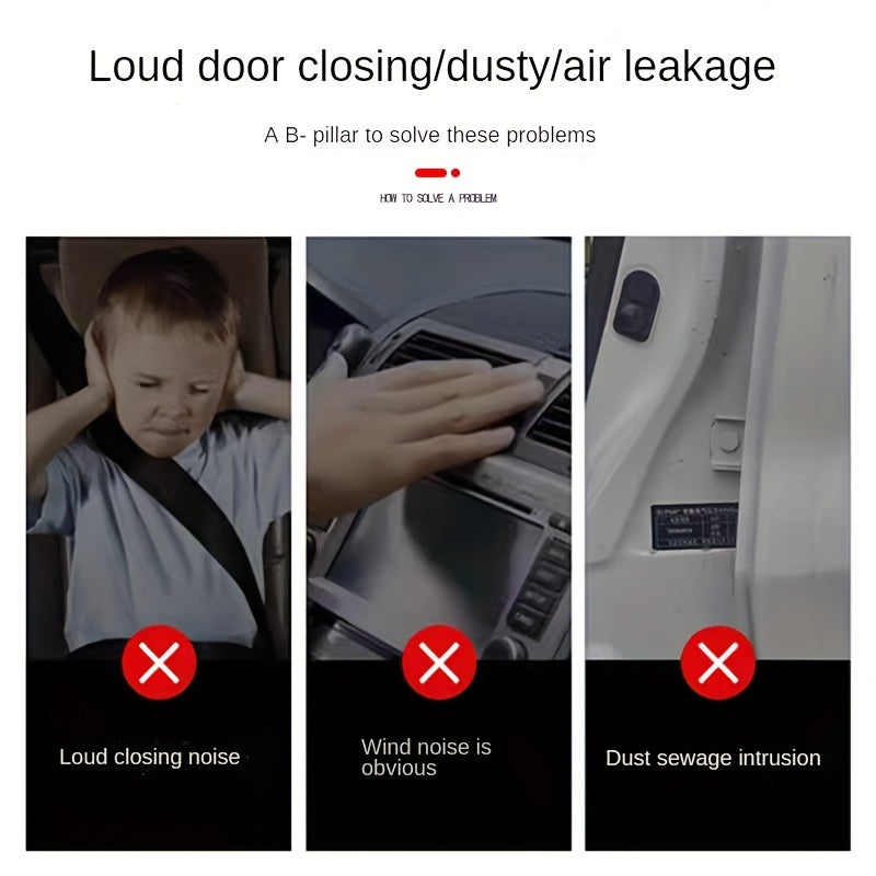 2-Pack Rubber Sealing Strips for Cars, Sound Insulation, Windproof, Dustproof