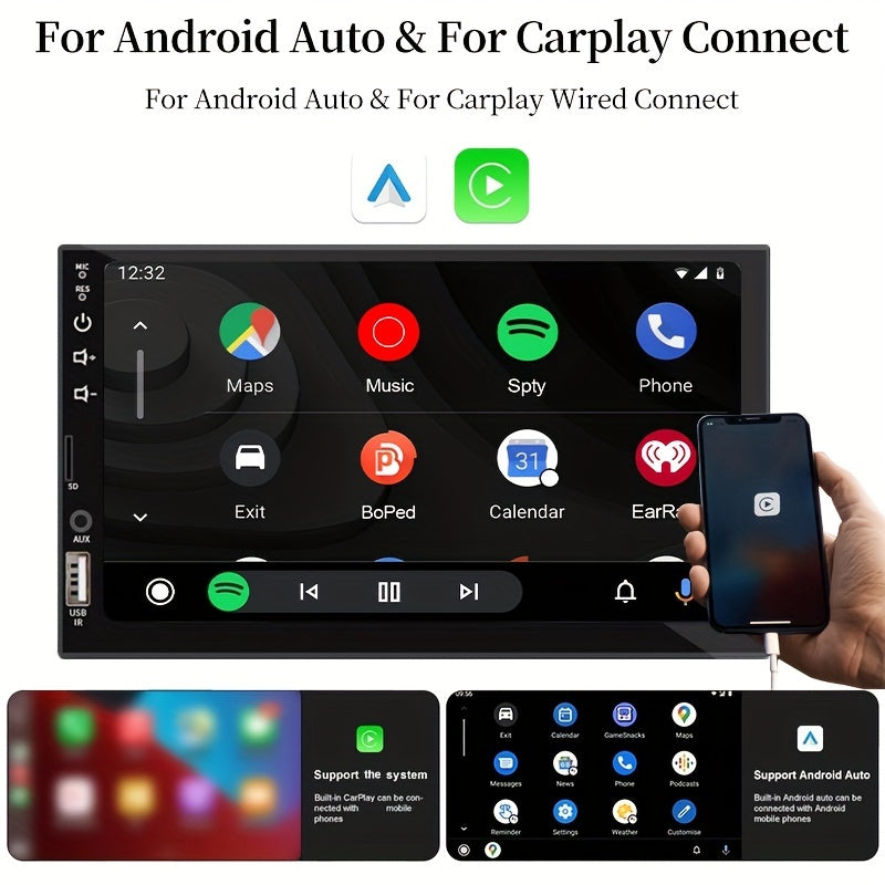 Universal Car Audio Receiver with 7-Inch Touch Screen GPS Navigation Wireless Connectivity